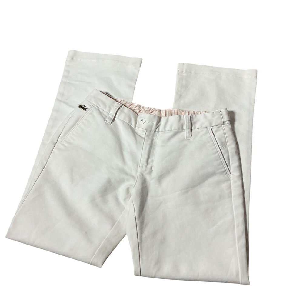 Lacoste Womens Old Money White Cotton Chino Pants Straight Leg Size 29 Preppy